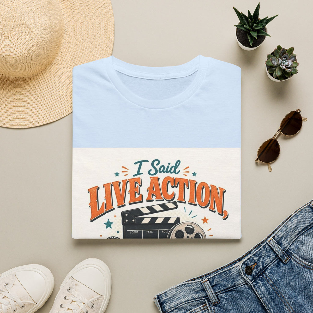 Retro T-Shirt Design Featuring Bold Typography And Film Elements- Graphic Tees