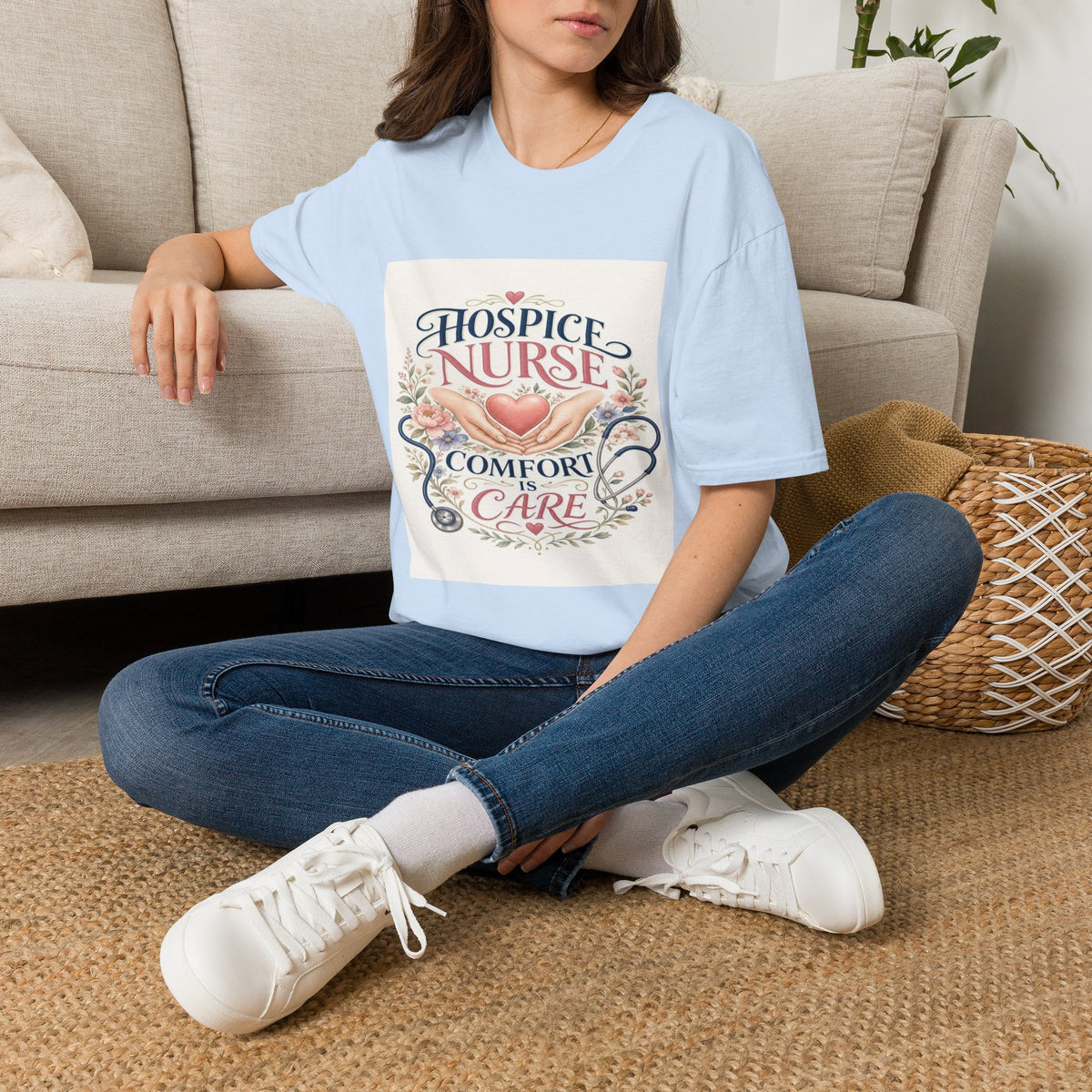 Elegant T-Shirt Design Celebrating Hospice Nurses With Compassionate Imagery- Graphic Tees