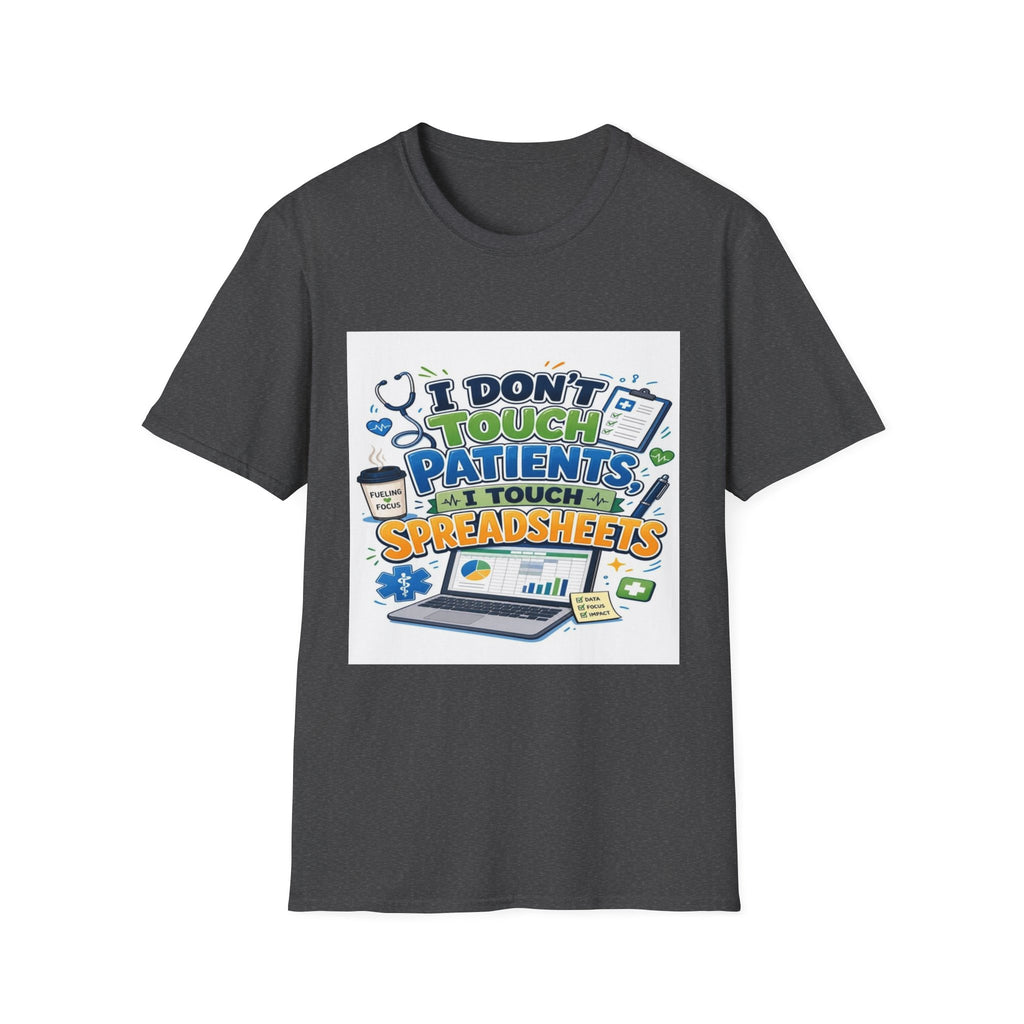 Humorous T-shirt Design Featuring Playful Healthcare And Spreadsheet Imagery- Graphic Tees