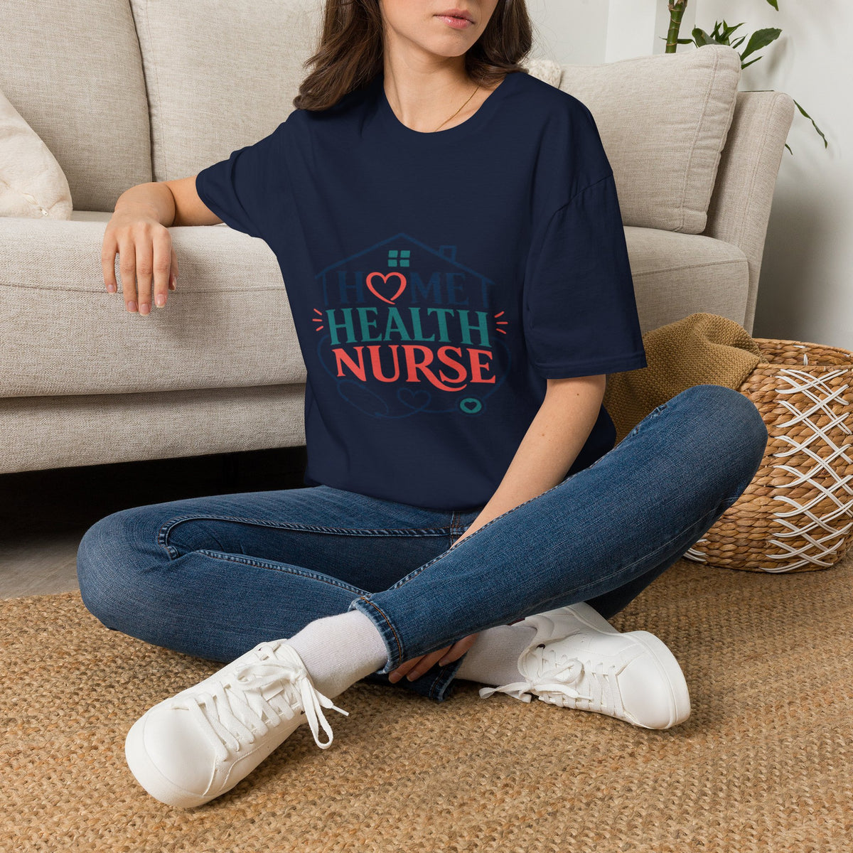Home Health Nurse T-Shirt Design With Heart And Stethoscope- Graphic Tees