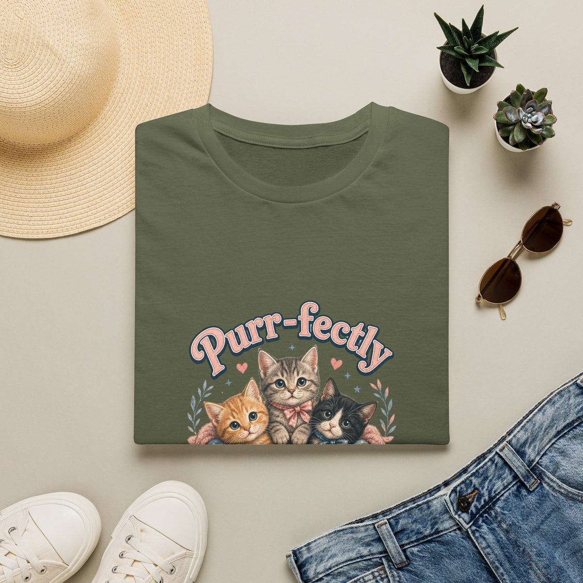 Cat T-Shirt — "Purr-fectly Adorable" Cute Kitten Graphic Tee