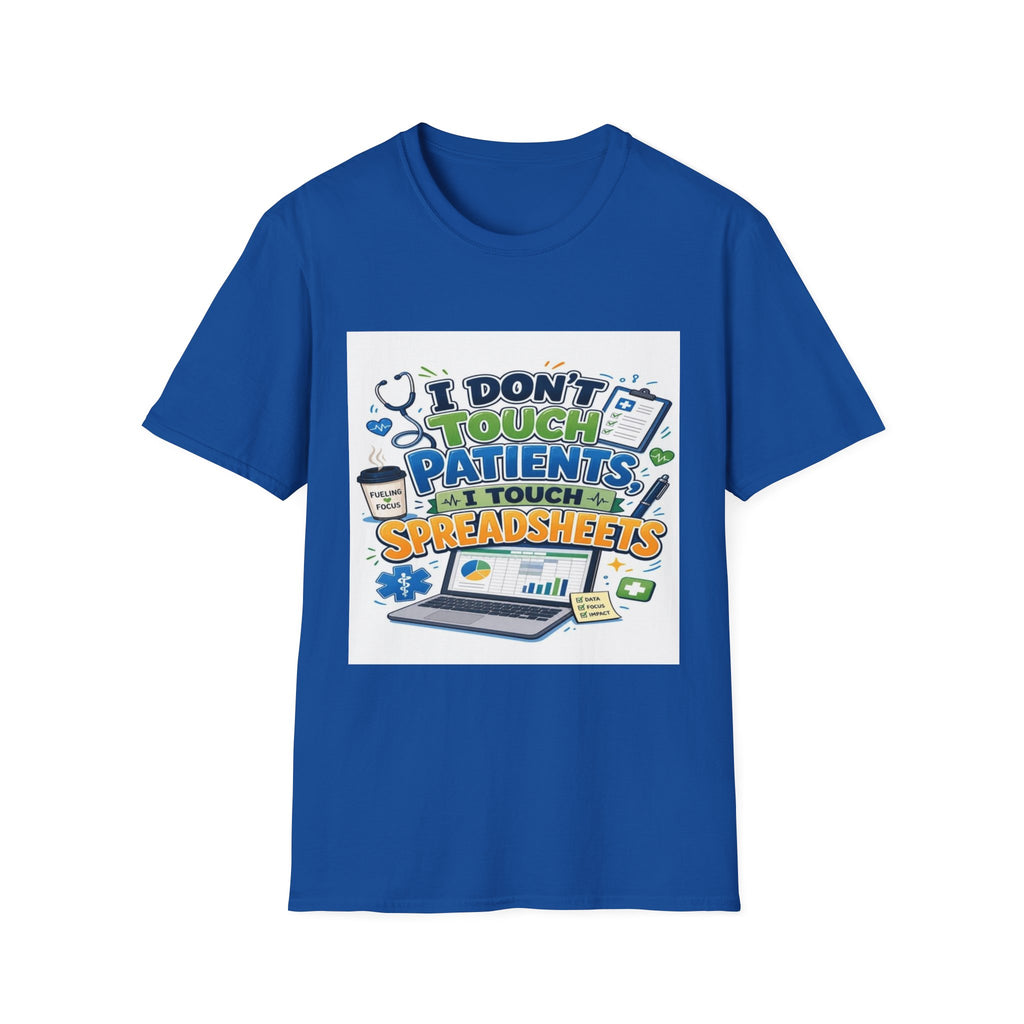 Humorous T-shirt Design Featuring Playful Healthcare And Spreadsheet Imagery- Graphic Tees