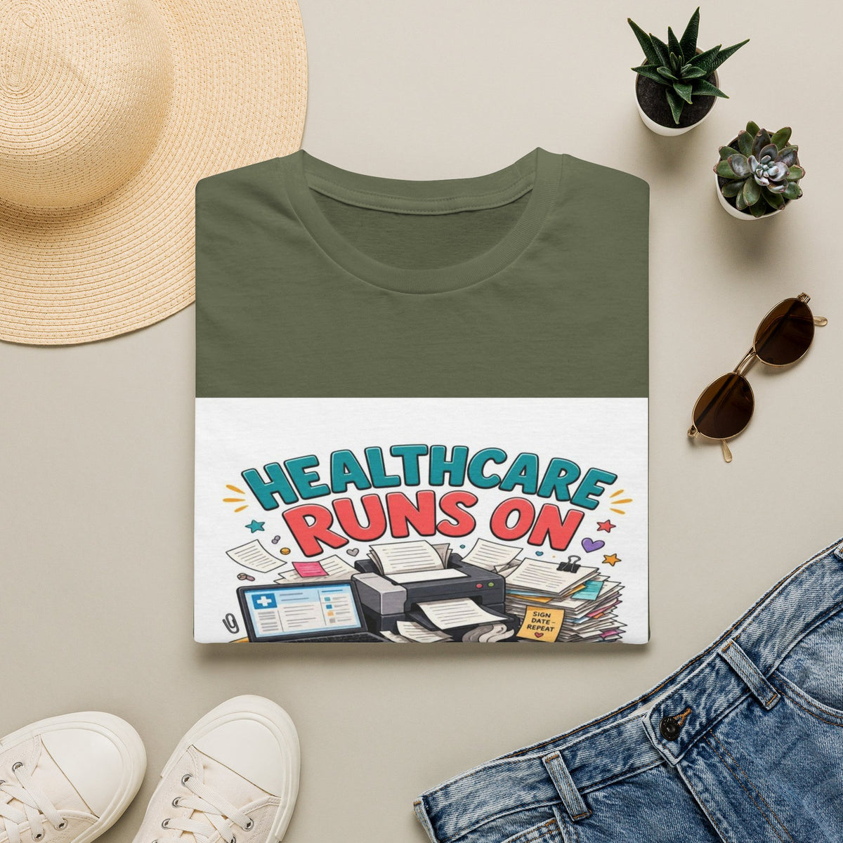 Humorous T-shirt Design Highlighting Healthcare's Paperwork Chaos- Graphic Tees