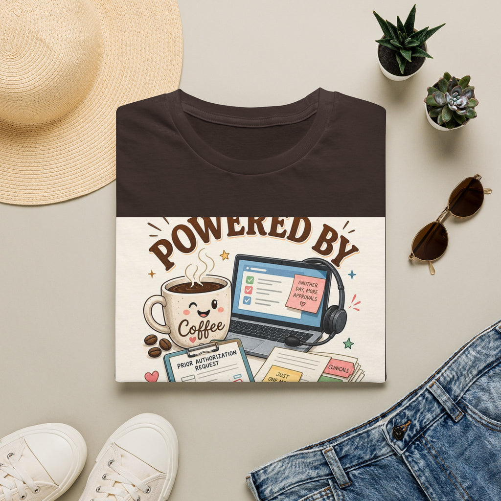 Whimsical T Shirt Design Featuring Coffee And Prior Authorizations (1)