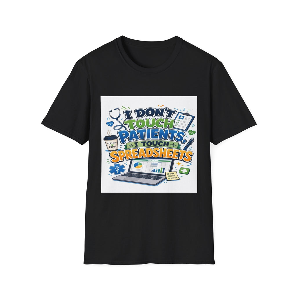 Humorous T-shirt Design Featuring Playful Healthcare And Spreadsheet Imagery- Graphic Tees