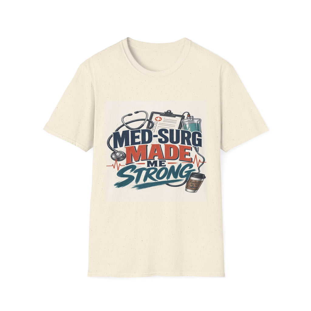 Bold Typography Design Celebrating Med-Surg Strength With Healthcare Icons- Graphic Tees