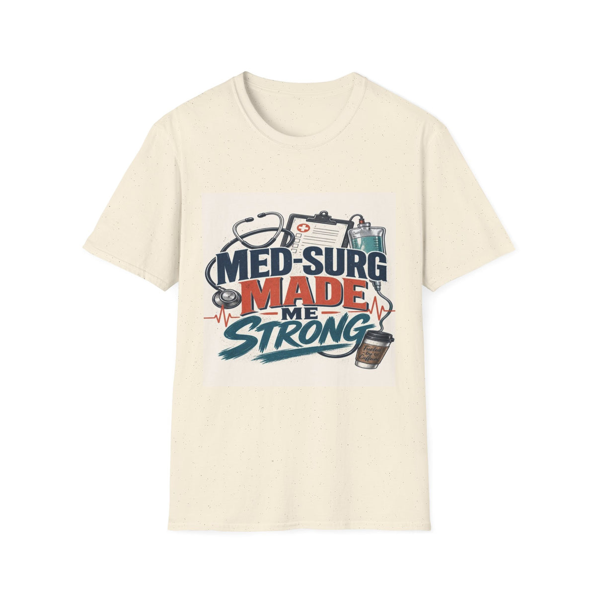 Bold Typography Design Celebrating Med-Surg Strength With Healthcare Icons- Graphic Tees