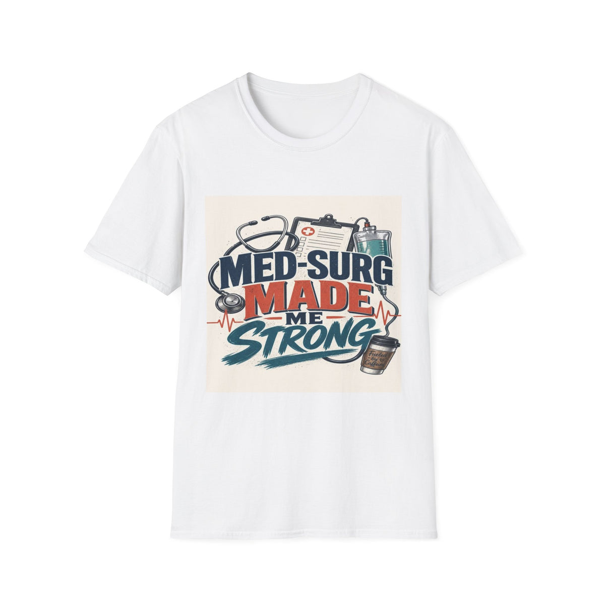 Bold Typography Design Celebrating Med-Surg Strength With Healthcare Icons- Graphic Tees