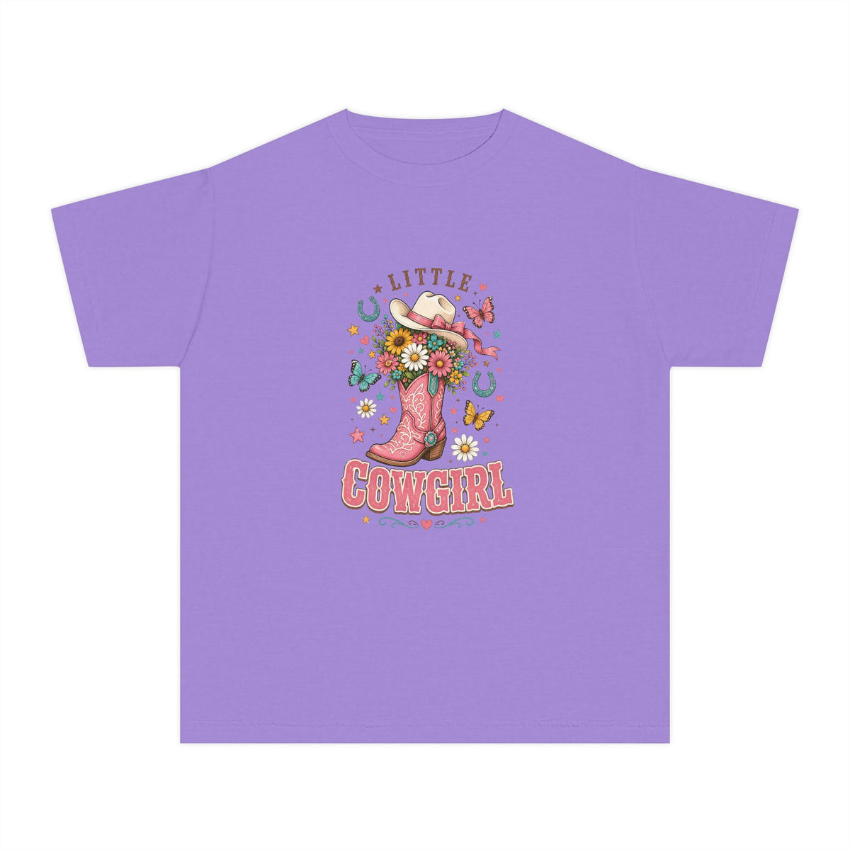 Kids' Little Cowgirl T-Shirt — Western Boot & Hat Graphic Tee
