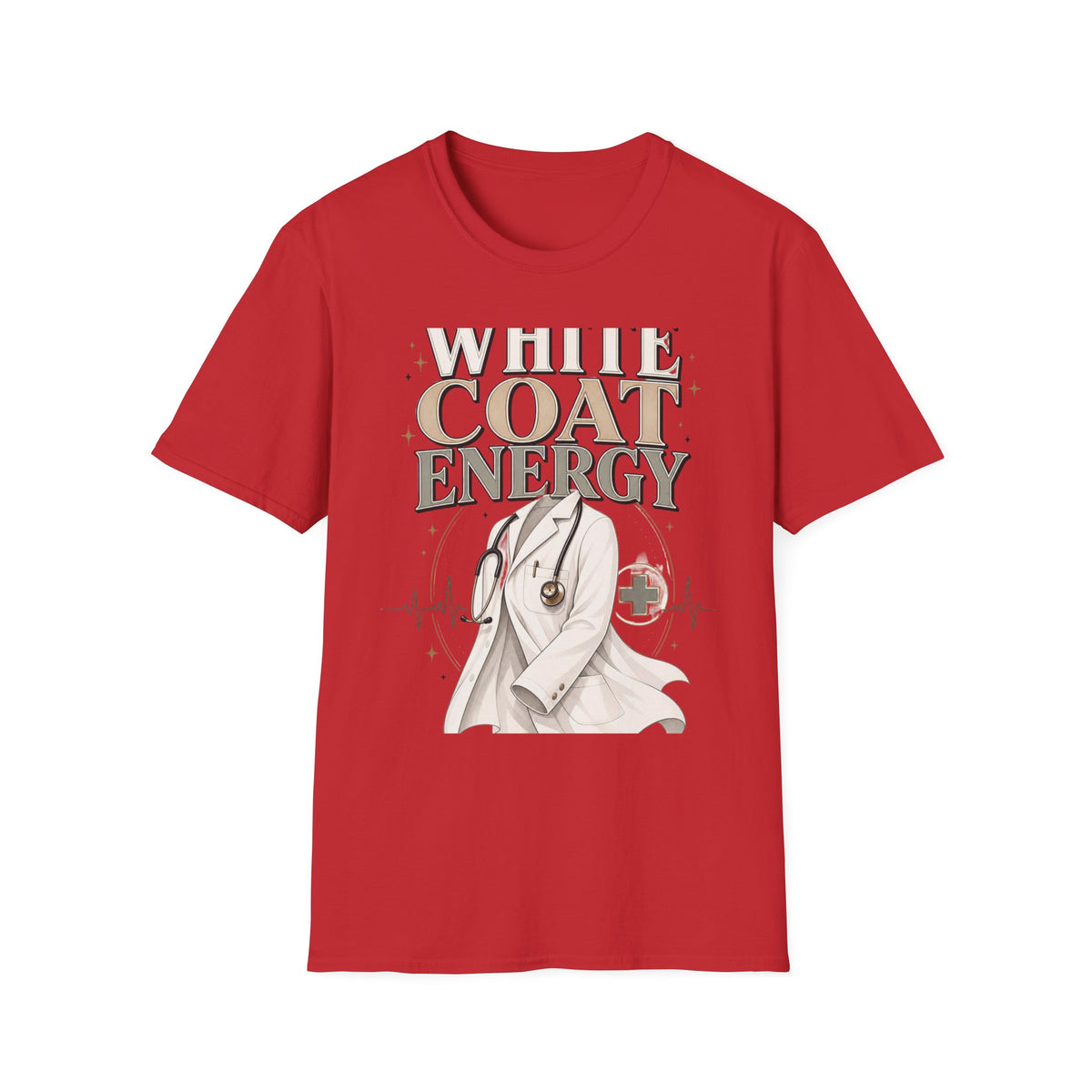 Elegant T Shirt Design Featuring White Coat Energy Typography