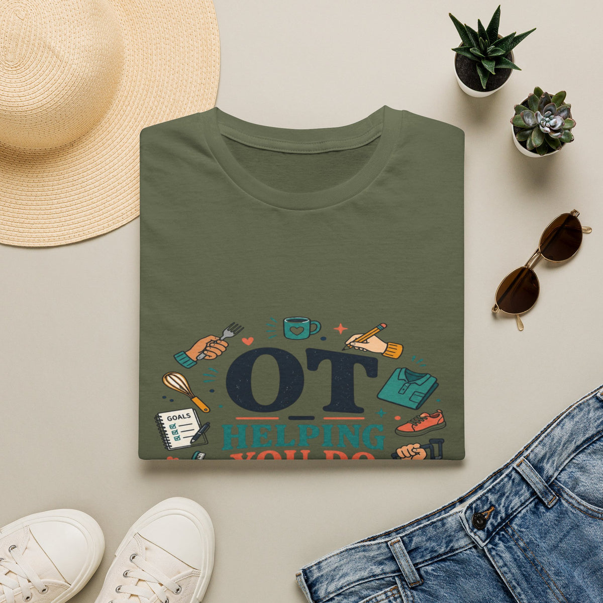 Playful Typography Framed By Colorful Illustrations And Hands- Graphic Tees