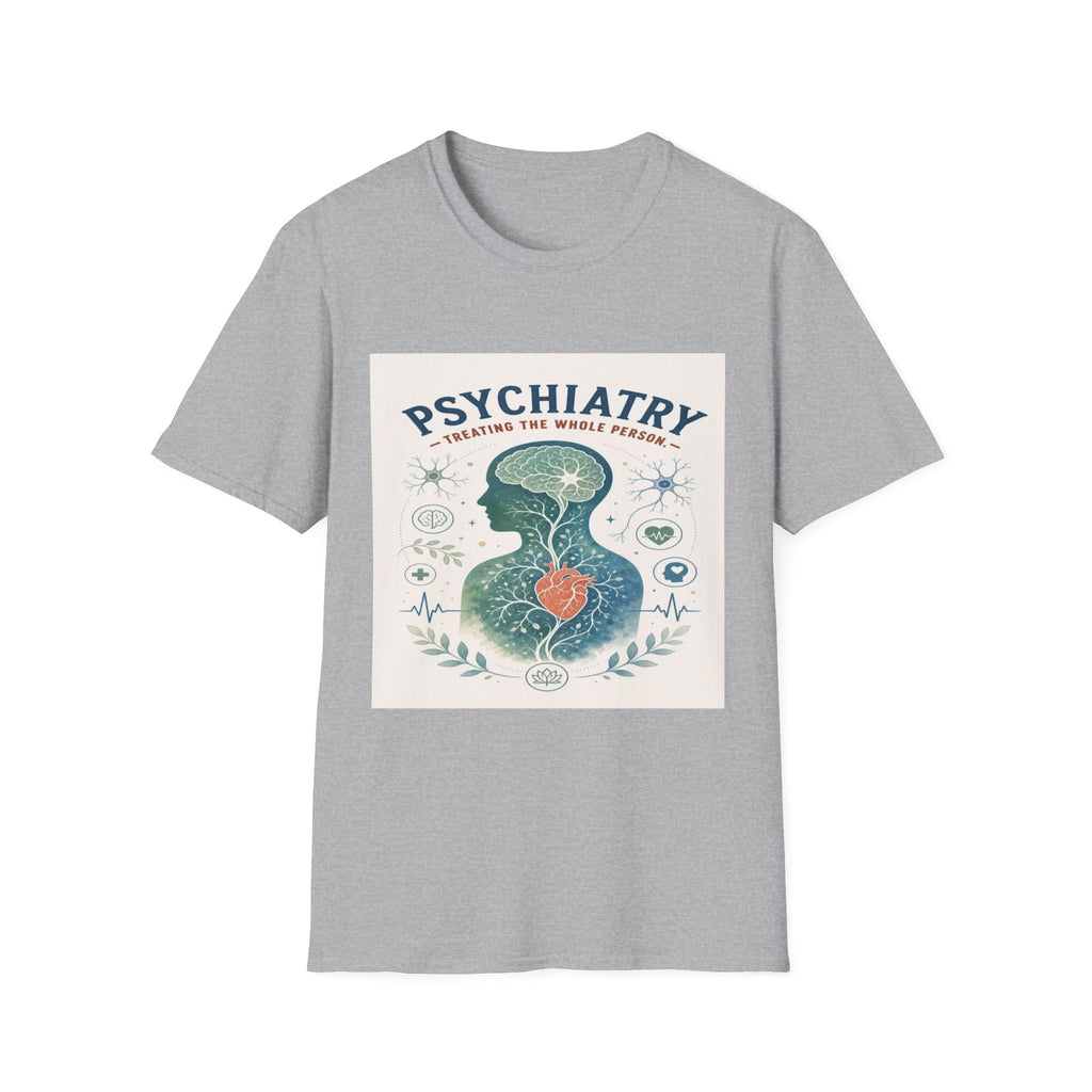 Human Silhouette With Brain And Heart Surrounded By Medical Imagery- Graphic Tees