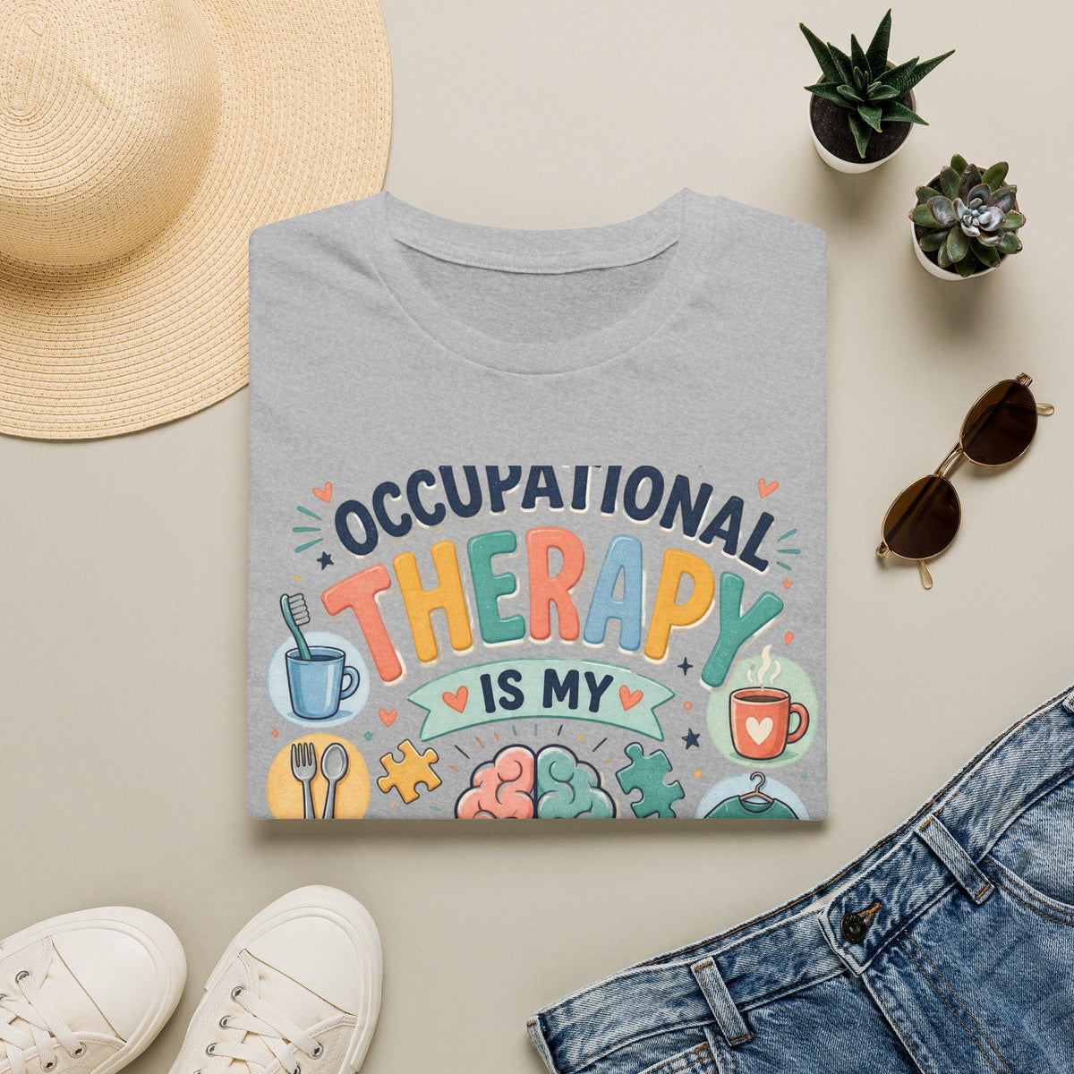 Playful T Shirt Design Celebrating Occupational Therapy Vibrantly Illustrated