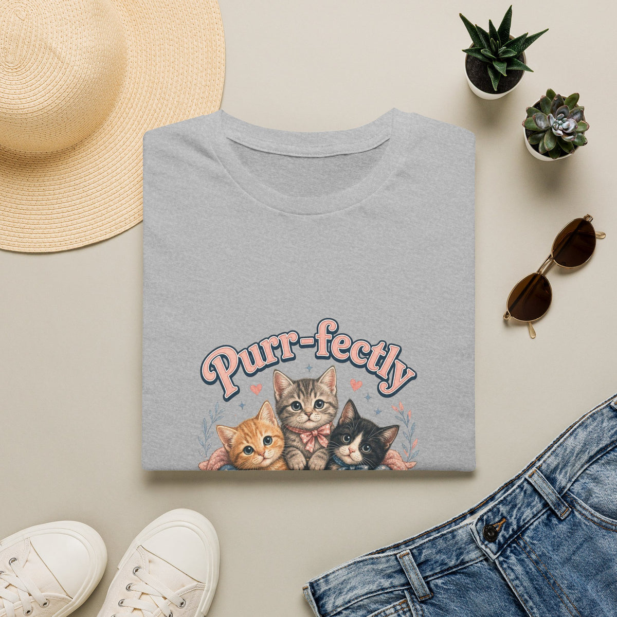 Cat T-Shirt — "Purr-fectly Adorable" Cute Kitten Graphic Tee