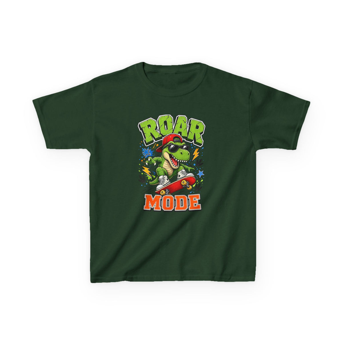 Kids Tee — "Roar Mode" Skateboarding Dino Graphic Shirt