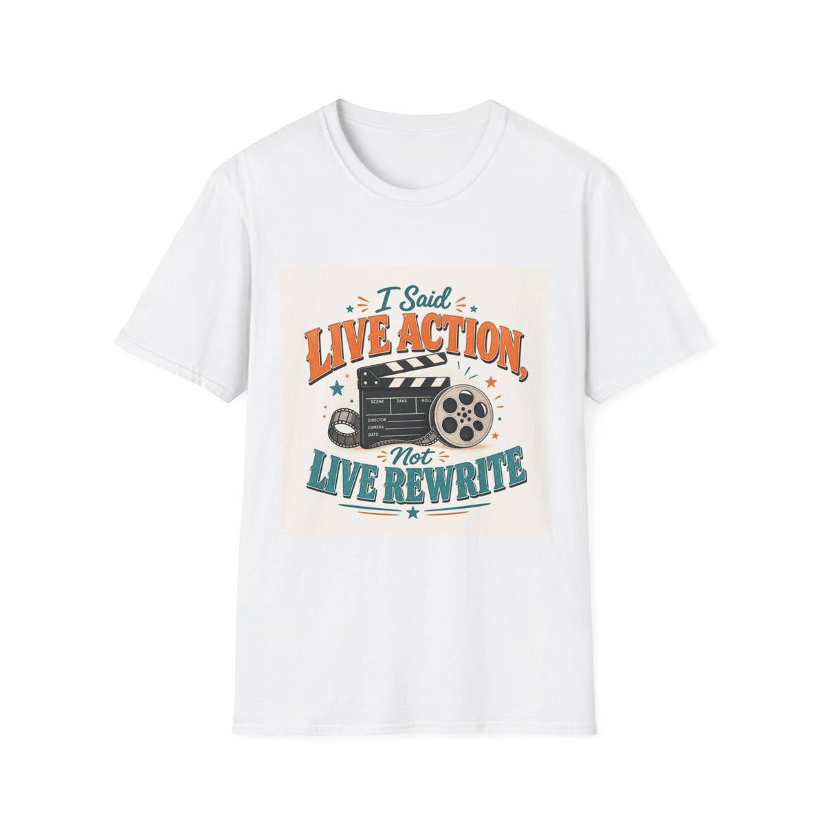 Retro T-Shirt Design Featuring Bold Typography And Film Elements- Graphic Tees