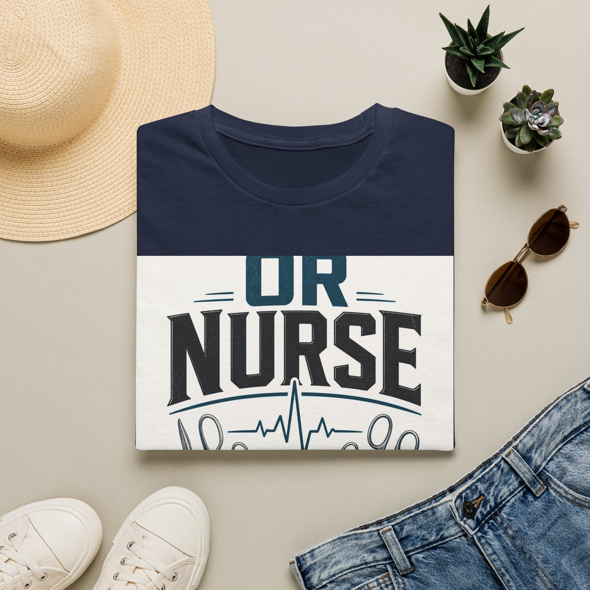 Bold T Shirt Design Featuring Nurse Motto With Instruments
