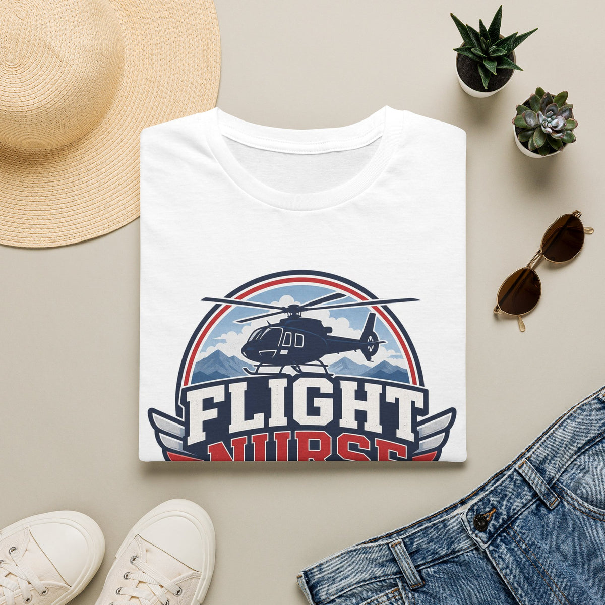 Aviation Inspired T Shirt Design Featuring Flight Nurse Graphic