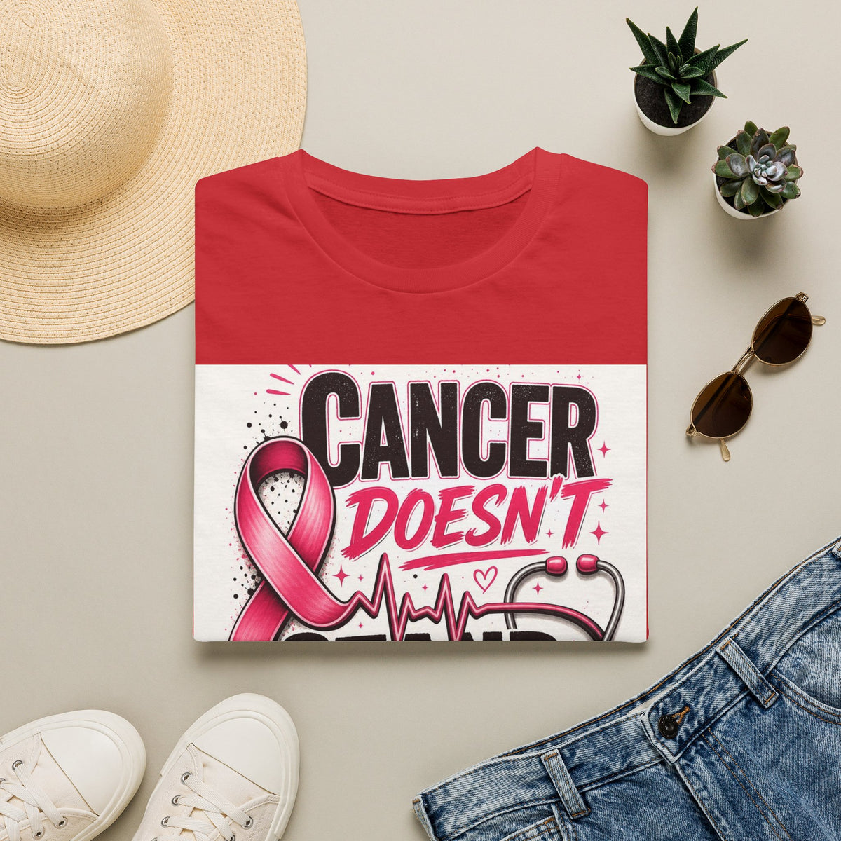 Bold Oncology Nurse Design Featuring Empowering Phrase With Awareness Ribbon