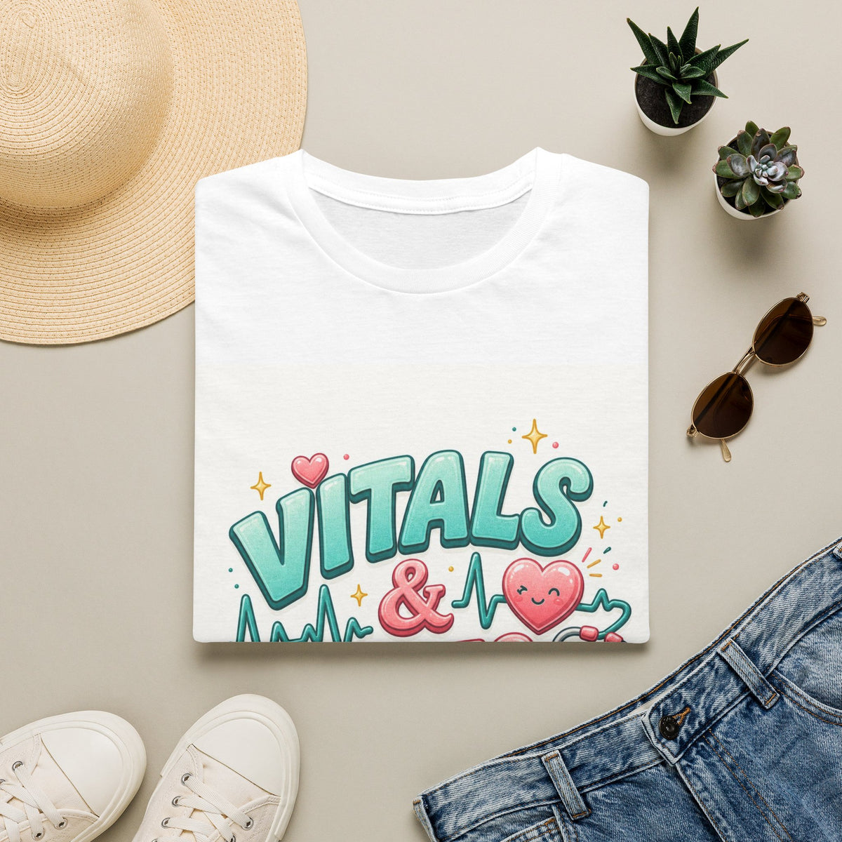Trendy Healthcare T Shirt Design Featuring Vitals And Vibes (1)