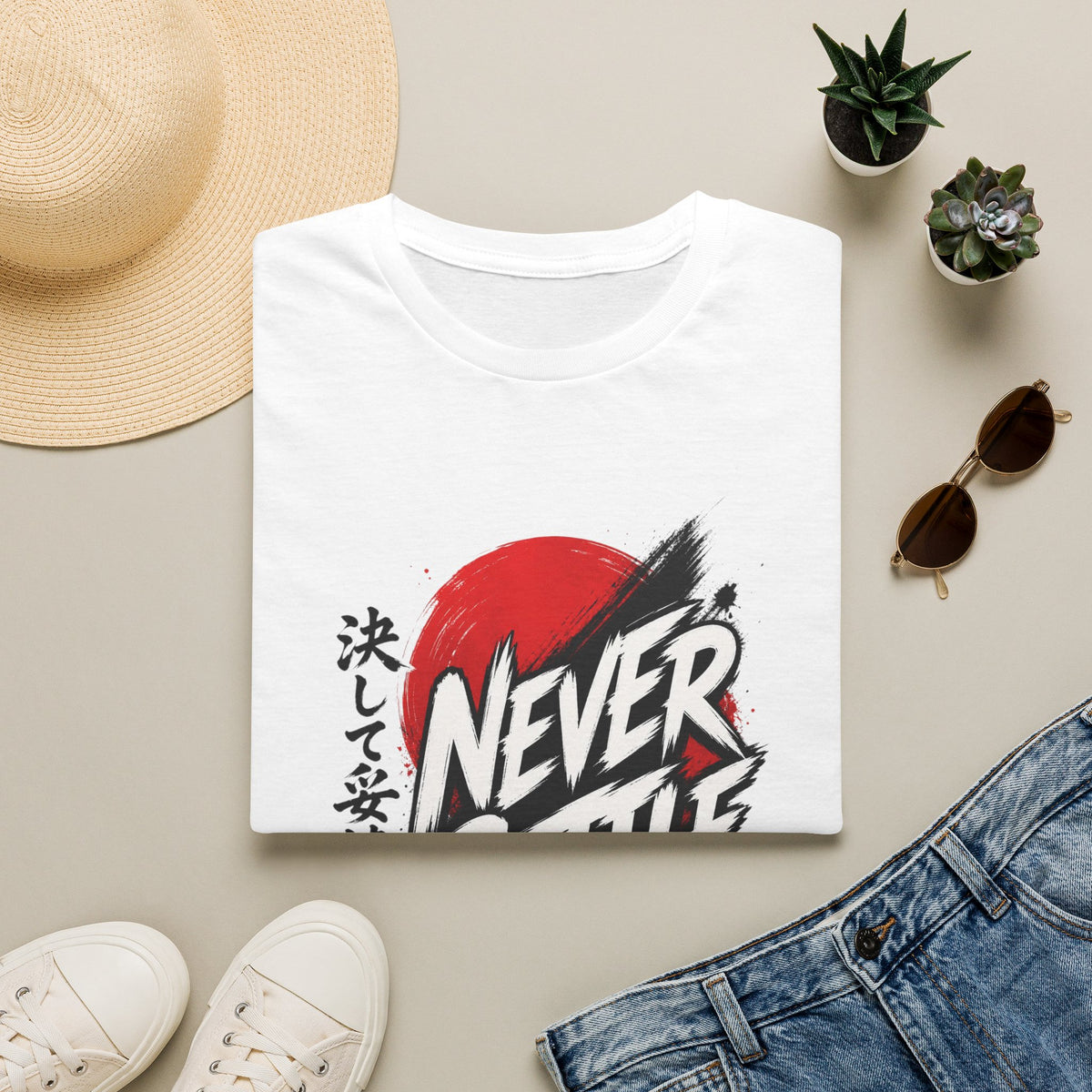 Never Settle T-Shirt — Japanese Brush Art Graphic Tee