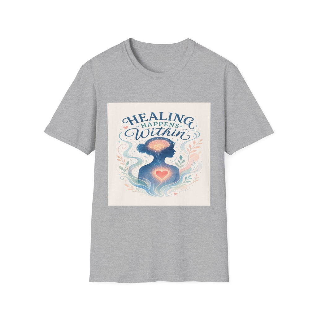 Human Silhouette With Glowing Brain And Heart Design- Graphic Tees