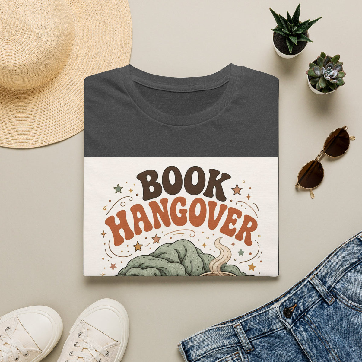 Cozy T Shirt Design Featuring Book And Coffee Cup
