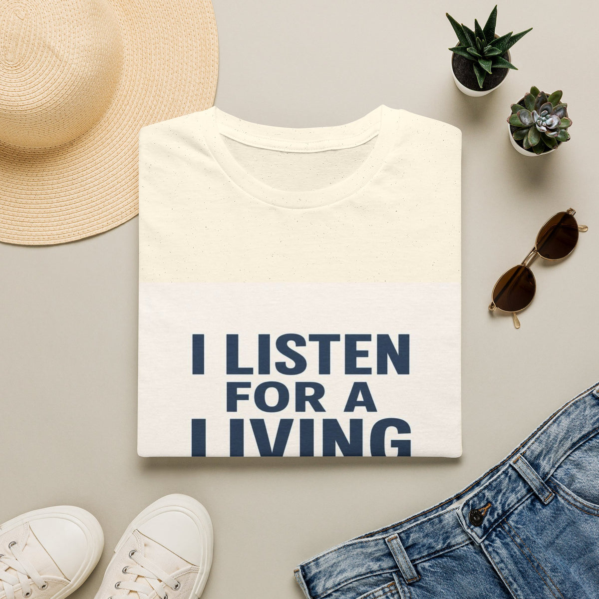 Bold Text And Minimalist Ear Illustration In Modern Design- Graphic Tees