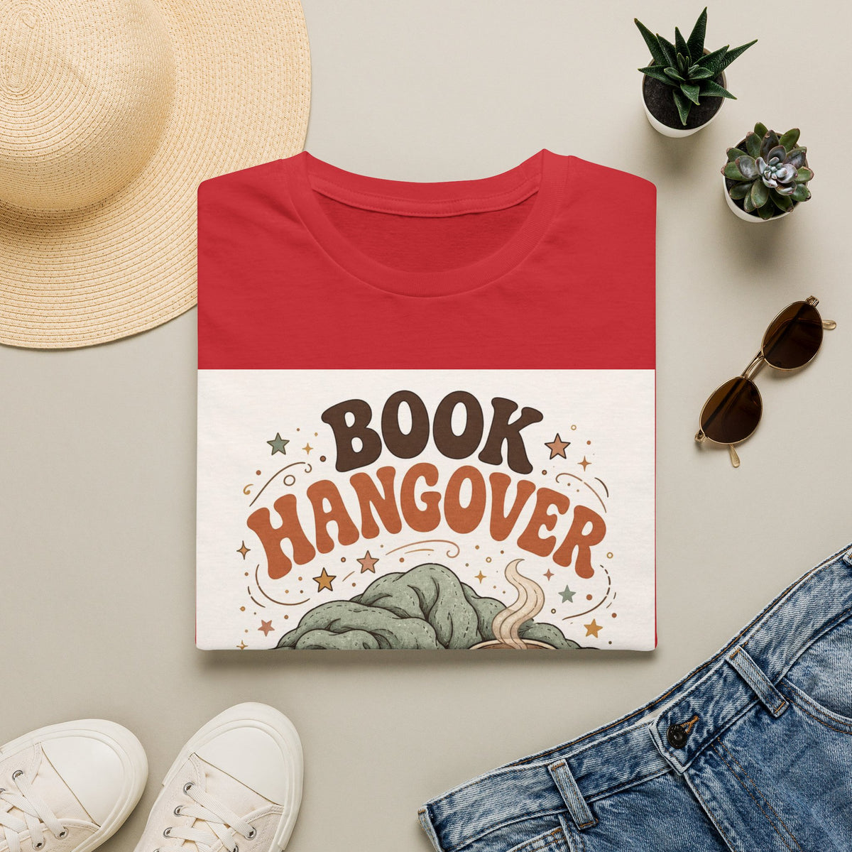 Cozy T Shirt Design Featuring Book And Coffee Cup