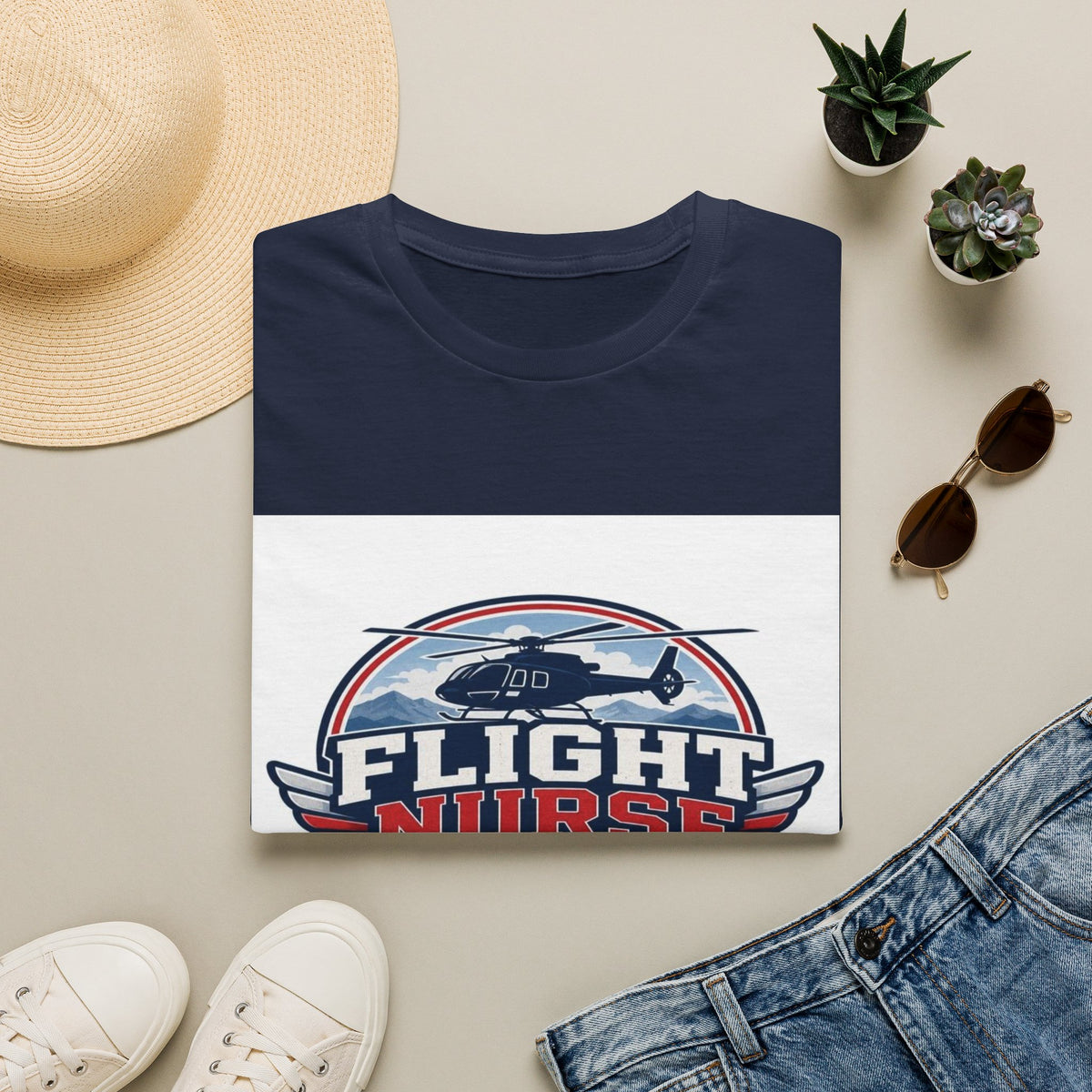 Aviation-Inspired T-Shirt Design Featuring Flight Nurse Graphic- Graphic Tees