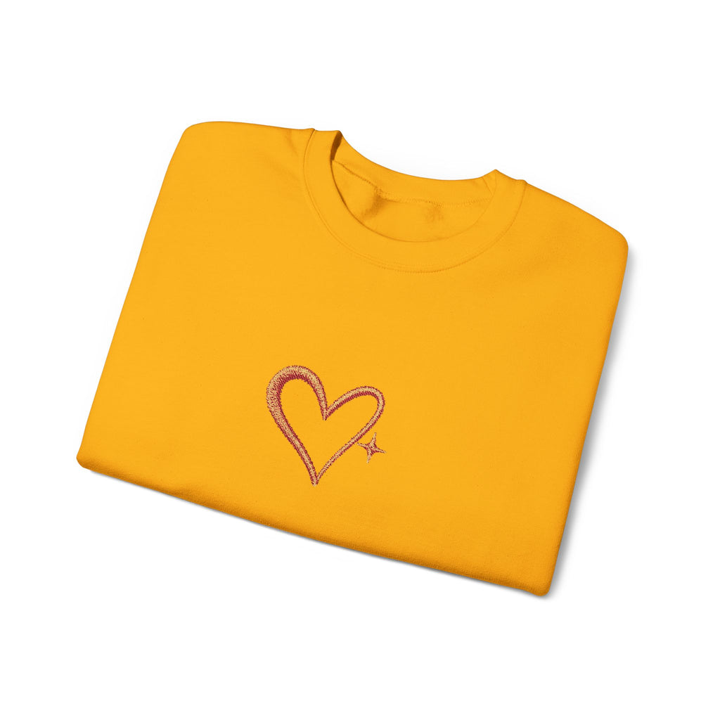 Embroidered Gold Heart Crewneck Sweatshirt
