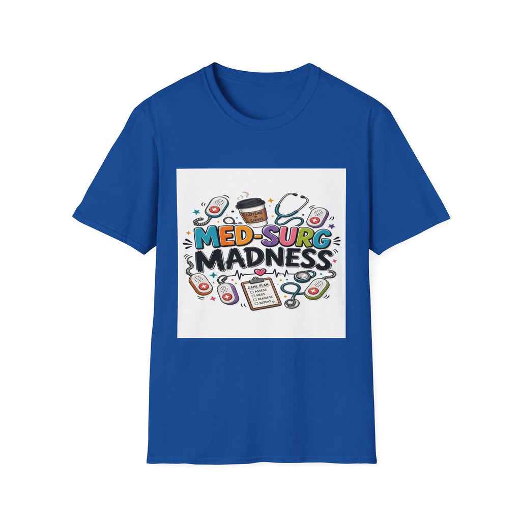 Vibrant T-Shirt Design Featuring MED-SURG MADNESS Phrase- Graphic Tees