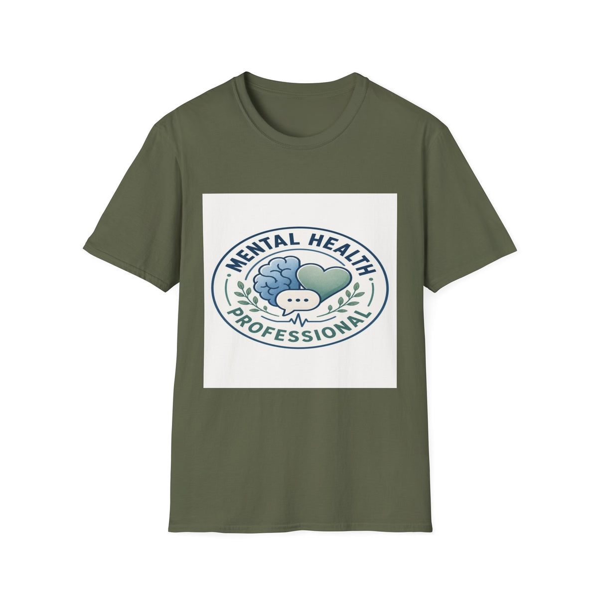 Badge-Style Graphic Featuring Mental Health Professional Title With Iconography- Graphic Tees