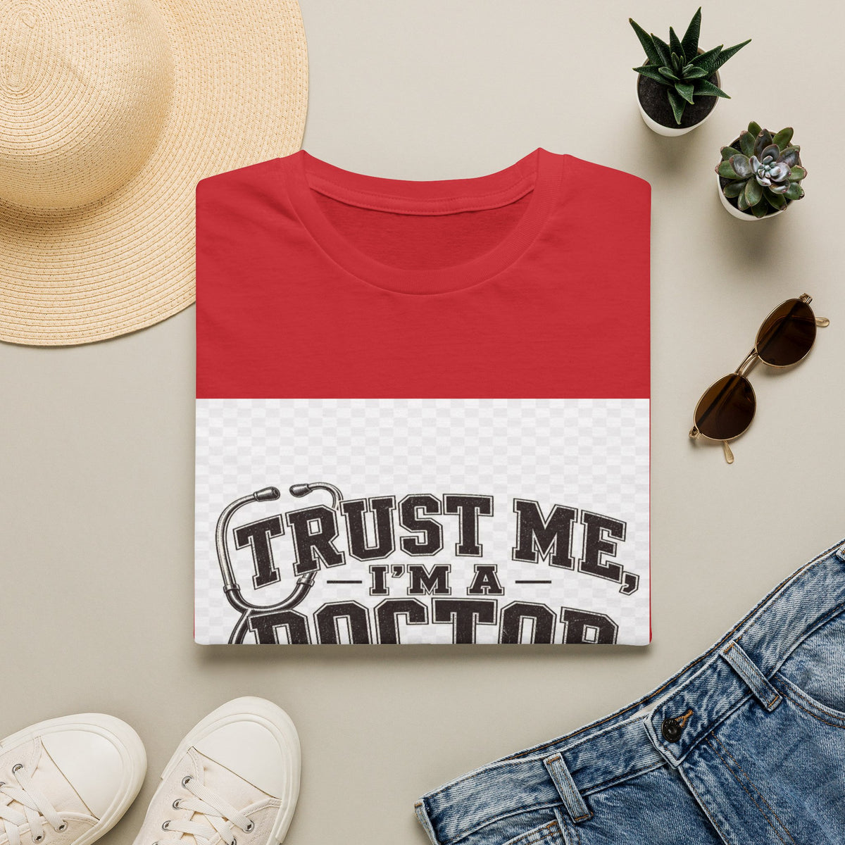 Vintage Varsity Typography Design Featuring Trust Me I'm A Doctor- Graphic Tees