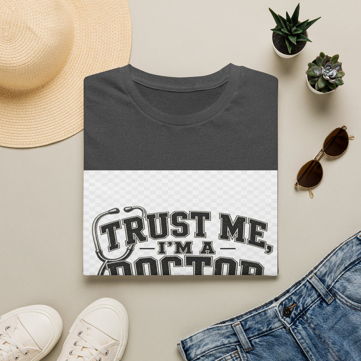 Vintage Varsity Typography Design Featuring Trust Me I'm A Doctor- Graphic Tees