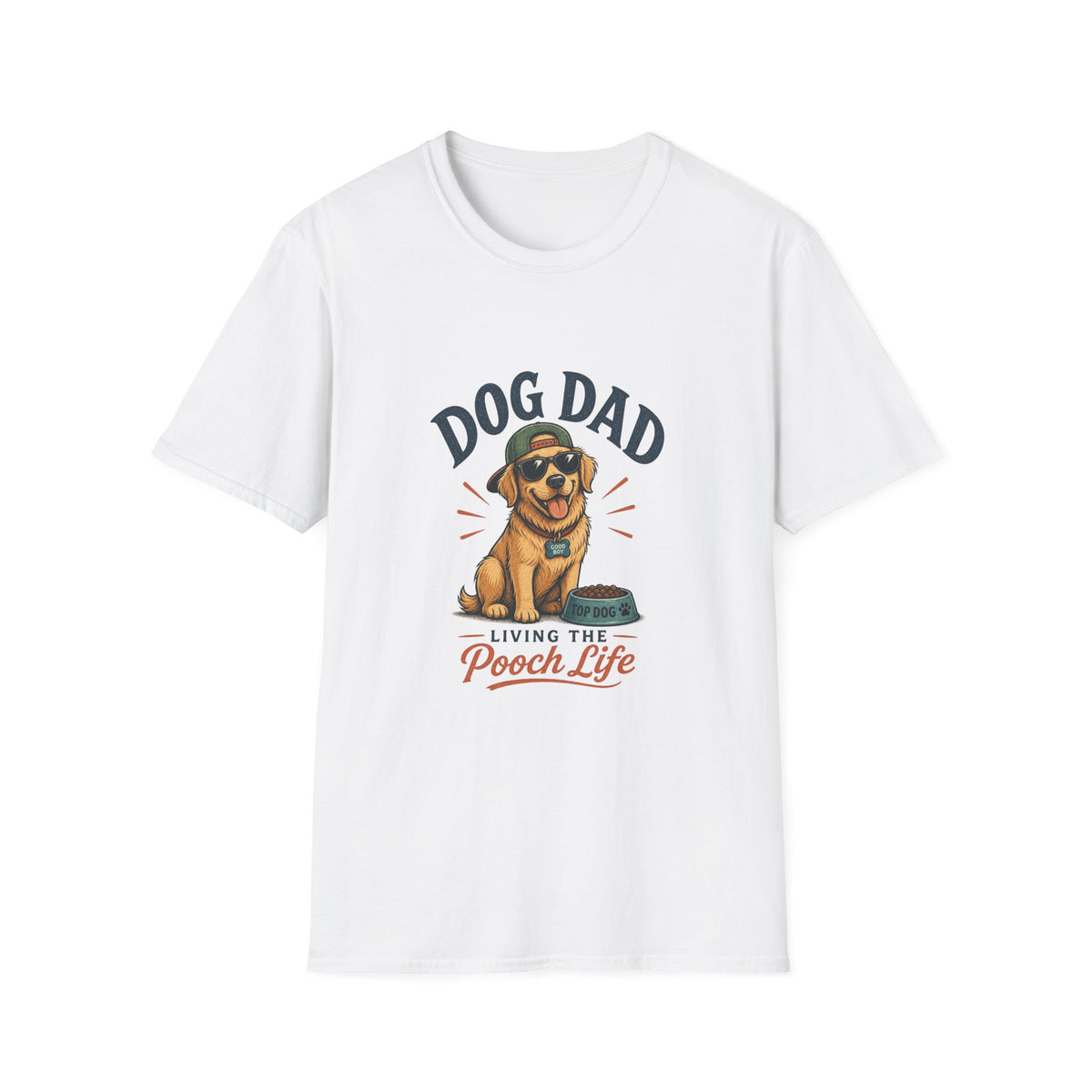 Dog Dad T-Shirt — "Living the Pooch Life" Graphic Tee for Dog Lovers