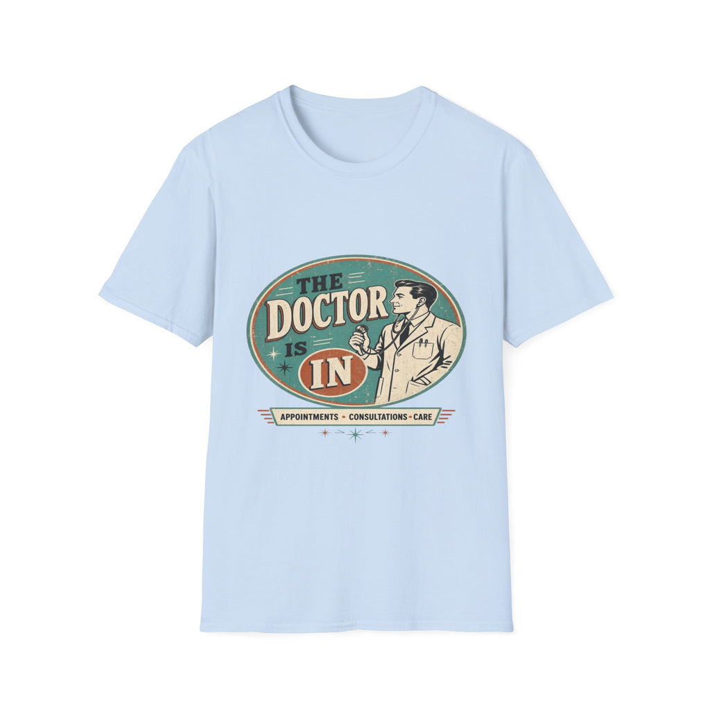 Vintage 1950s Doctor Office Graphic With Classic Badge- Graphic Tees