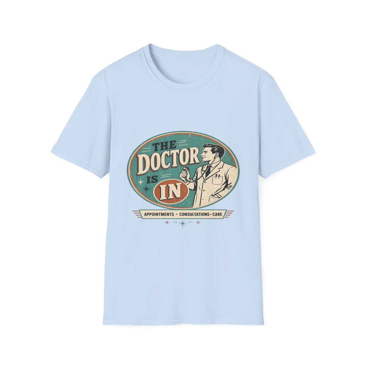Vintage 1950s Doctor Office Graphic With Classic Badge- Graphic Tees