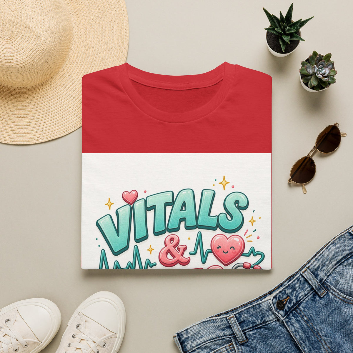 Trendy Healthcare T Shirt Design Featuring Vitals And Vibes