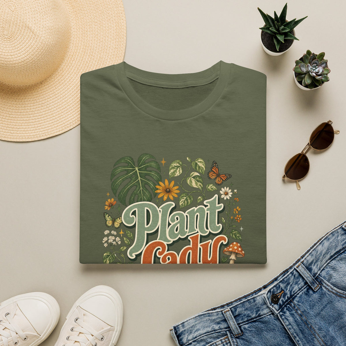 Plant Lady T-Shirt — Vintage Botanical Graphic Tee for Plant Lovers