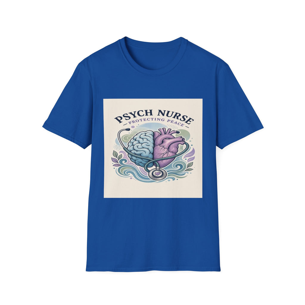 Stylized Brain And Heart Illustration With Stethoscope Art- Graphic Tees