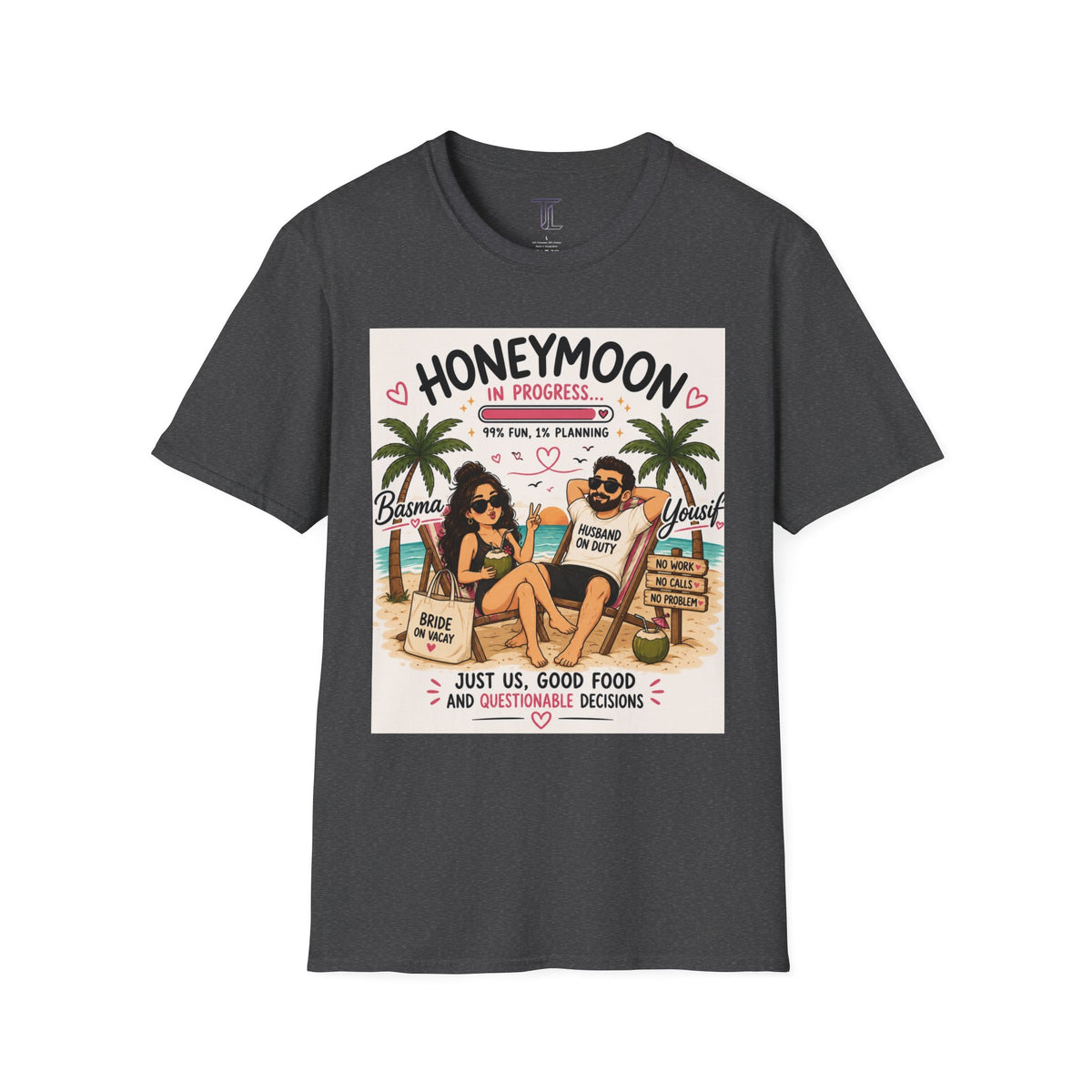 Honeymoon In Progress T-Shirt — Personalized Couple Vacation Tee