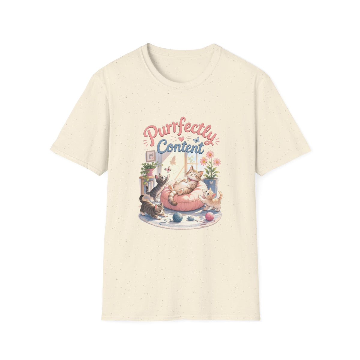 Purrfectly Content T-Shirt — Cute Cat Graphic Tee for Cat Lovers