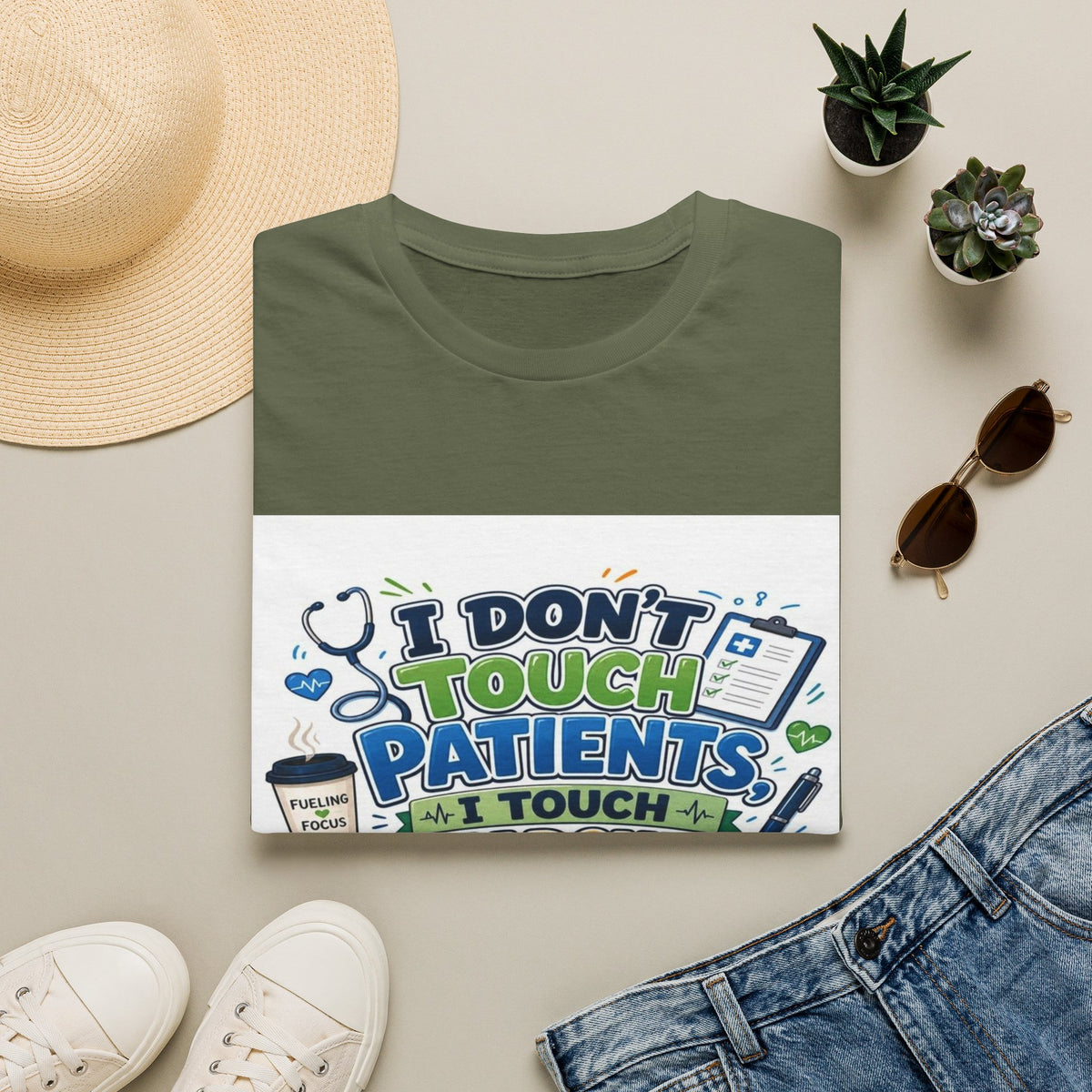Humorous T-shirt Design Featuring Playful Healthcare And Spreadsheet Imagery- Graphic Tees