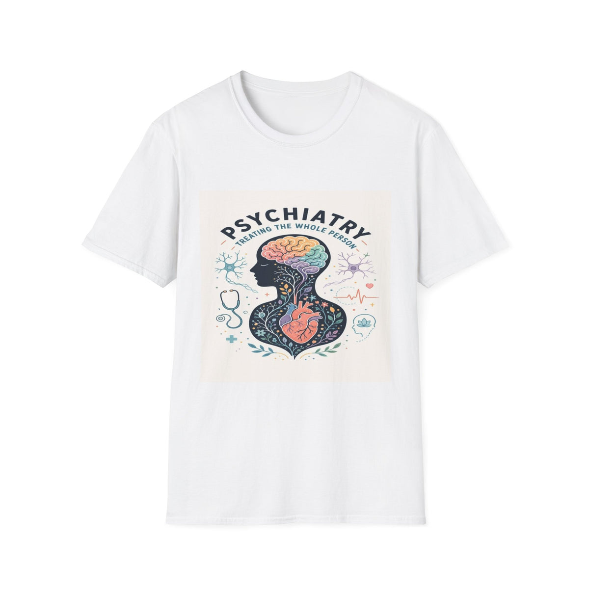 Colorful Brain And Heart In Human Silhouette With Text- Graphic Tees