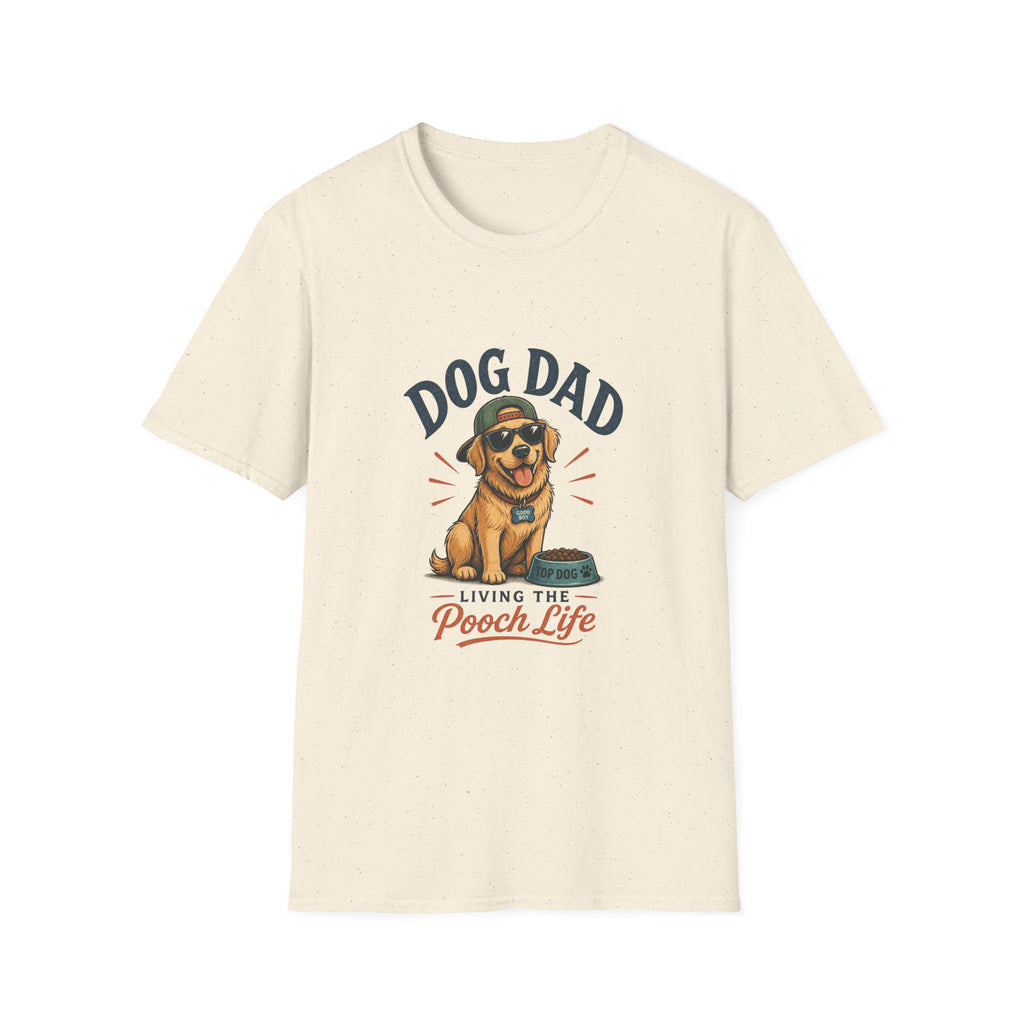Dog Dad T-Shirt — "Living the Pooch Life" Graphic Tee for Dog Lovers