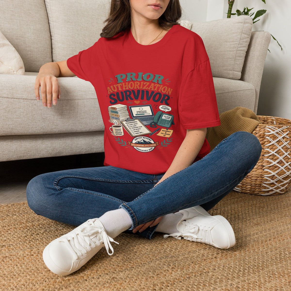 Bold T-Shirt Design Showcasing _PRIOR AUTHORIZATION SURVIVOR_- Graphic Tees
