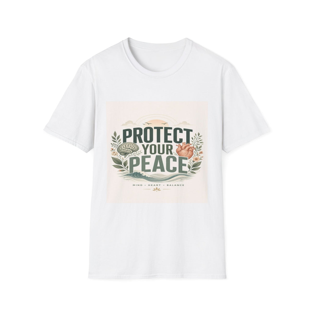 Large Typography Graphic Promoting Peace With Botanical Elements- Graphic Tees