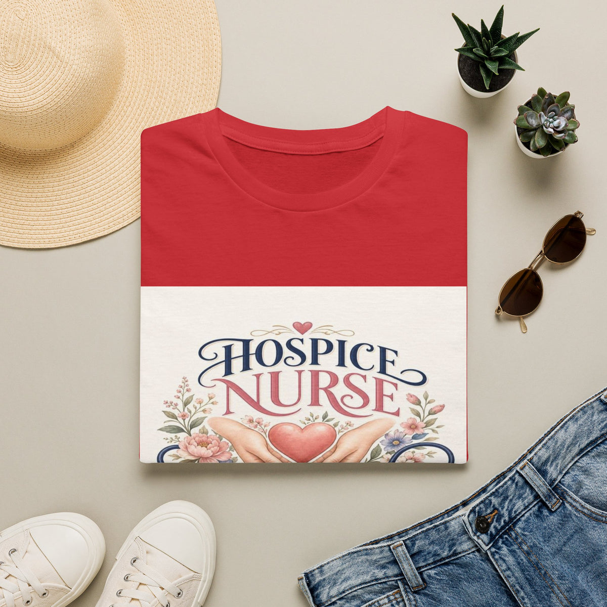 Elegant T-Shirt Design Celebrating Hospice Nurses With Compassionate Imagery- Graphic Tees