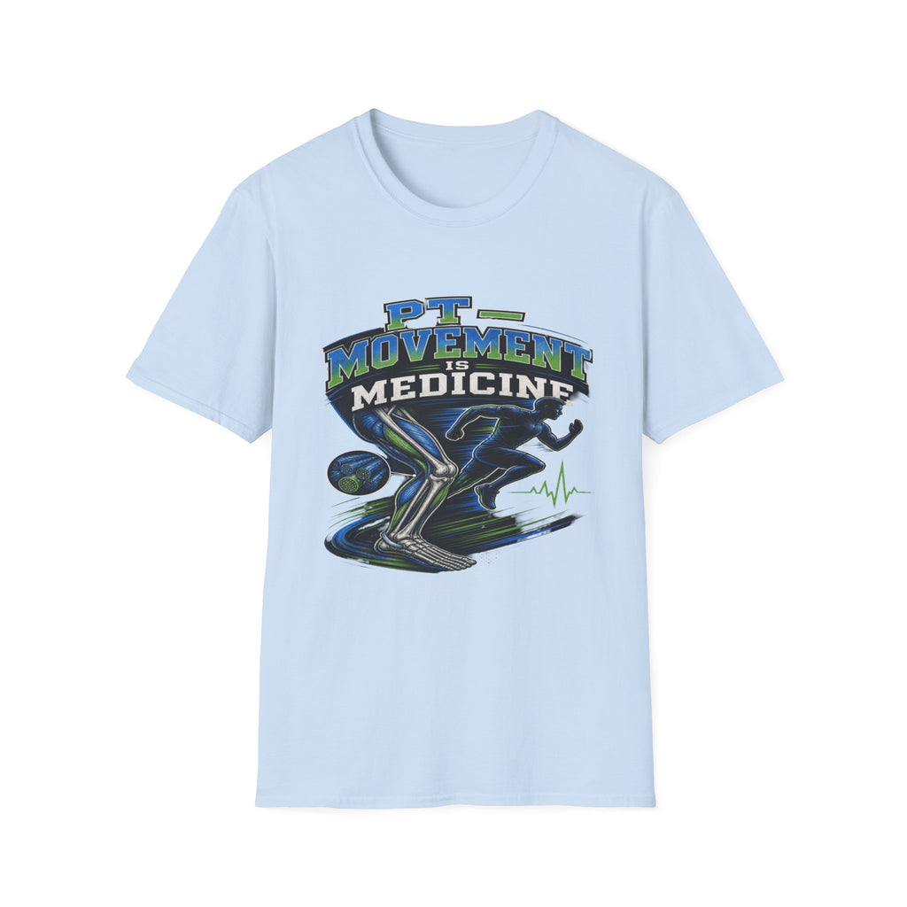 Dynamic T-shirt Design Featuring _PT Movement Is Medicine_ Text- Graphic Tees
